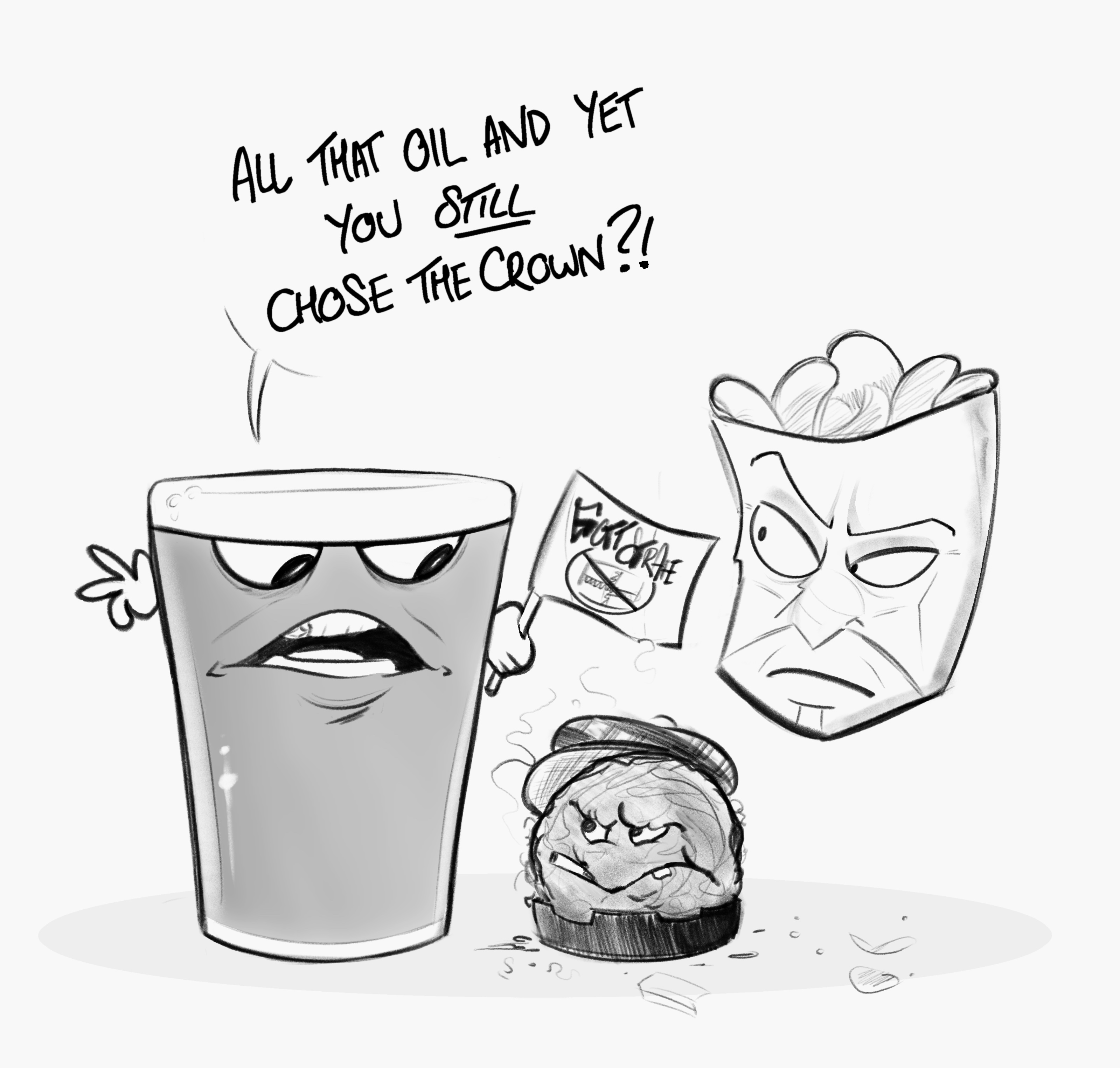 British (and one Republic of Irish) versions of Master Shake, Meatwad and Frylock.