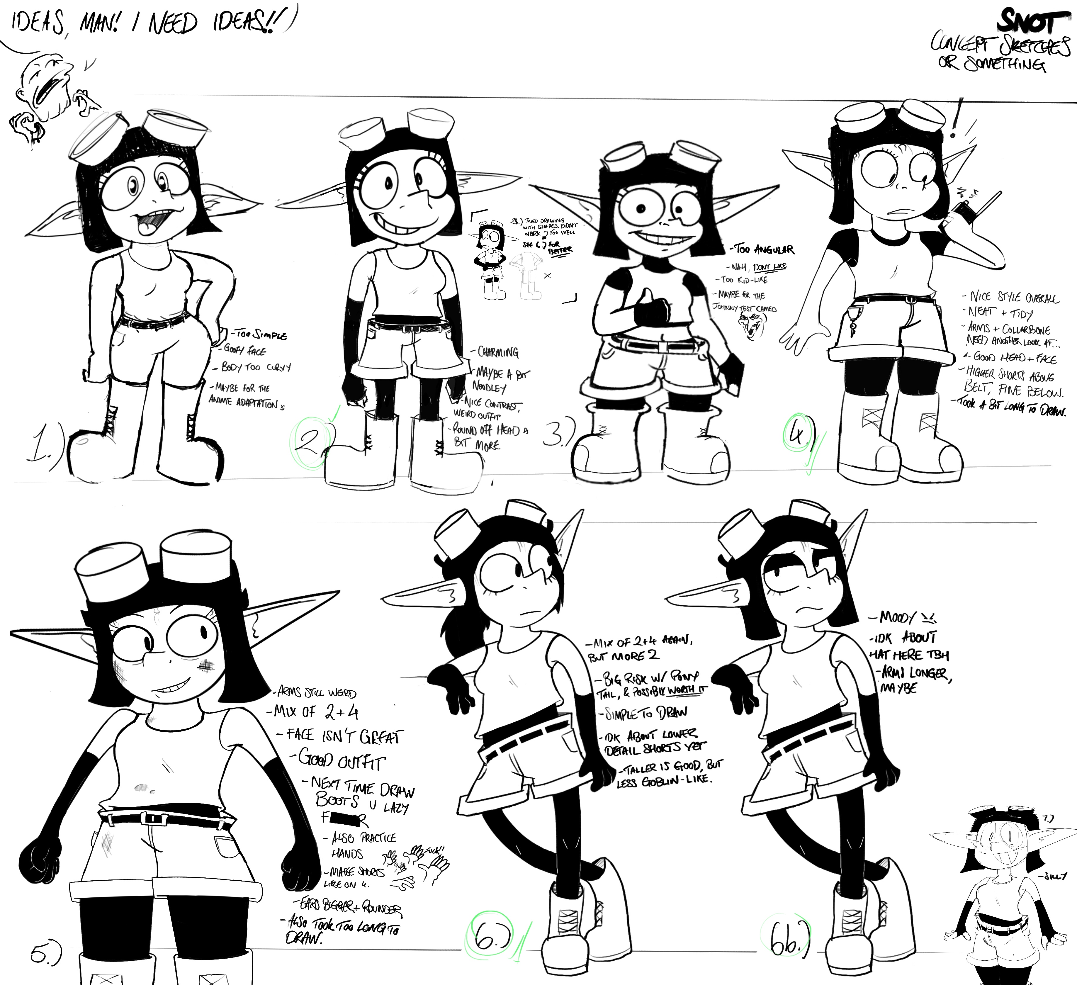Old brainstorm ideas for Snot designs before settling on most recent.